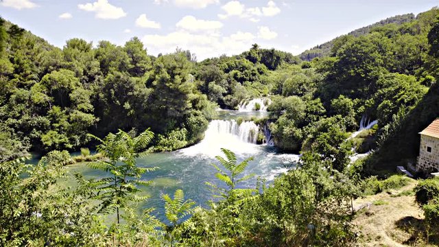 Waterfalls nature paradise in Krka National Park 4K
