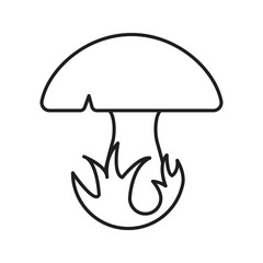 Mushroom in grass linear icon