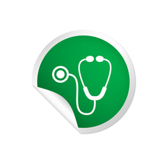 runder Sticker grün - Stetoskop