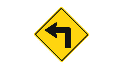 Sharp left turn ahead sign