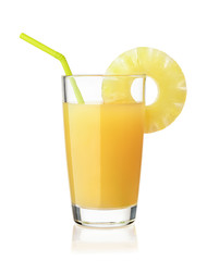 Front view of pineapple juice glass