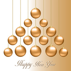 Christmas card with golden balls