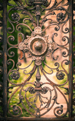 Part of rusty gate. Vignette effect