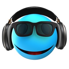 3d blue emoticon smile