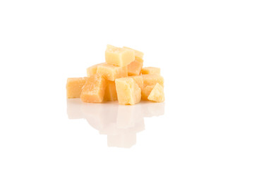 Parmesan cheese on white background