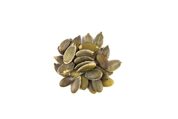 Pumpkin seeds on a white background