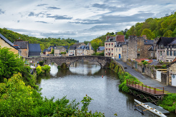 Fototapeta na wymiar The picturesque medieval port of Dinan on the Rance Estuary, Brittany (Bretagne), France