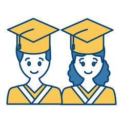 Students in graduation icon vector illustration graphic design