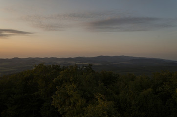 sunset landscape in nature, august