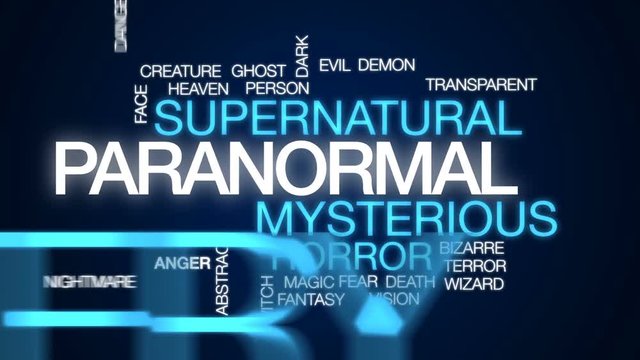 Paranormal animated word cloud, text design animation.