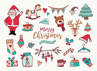 Christmas new year cute doodle cartoon collection