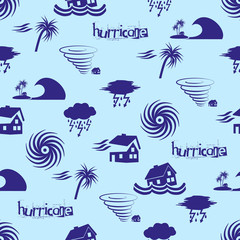 hurricane natural disaster problem icons blue pattern eps10