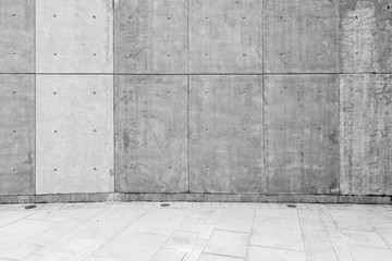Empty concrete wall and floor, front view
