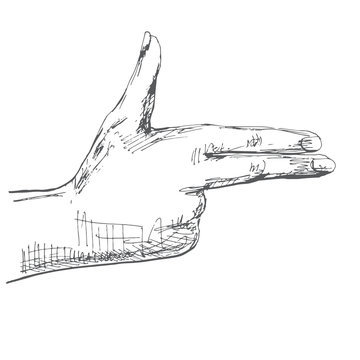 recommend clip art: Hand, gesture pistol. Illustration in sketch style. Hand drawn vector illustrations.