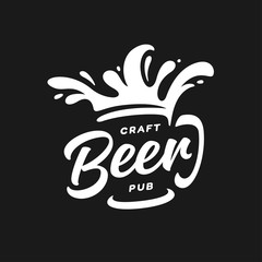 Craft beer pub typography. Vector vintage lettering illustration.