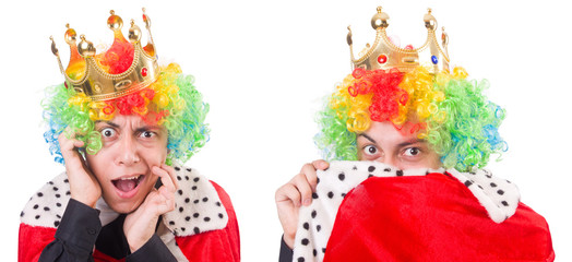 Businessman with crown isolated on white