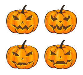 Set with a terrible pumpkin for Halloween in a cartoon style on a white background. Vector Illustration on Halloween Celebration for your projects