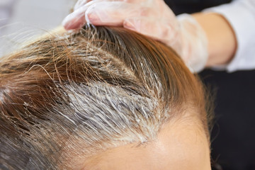 Hair dye close up. Hair of woman macro.