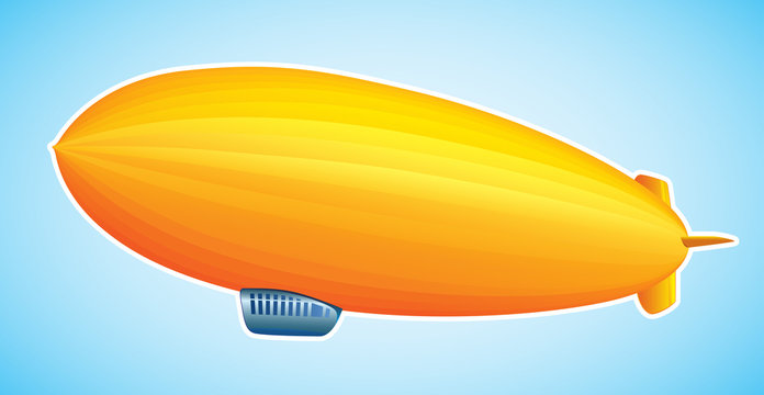 Yellow Zeppelin Vintage airship. Dirigible balloon. Vector illustration