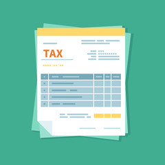 Taxation icon isolated. A simplified tax form. Unfilled, minimalistic form of the document. Payment and invoicing, business or financial operations sign. Template design in the flat style. Vector 