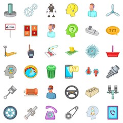 Shop reader icons set, cartoon style