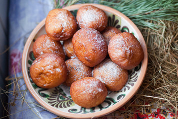 Ukrainian Donuts in a decorative bowl