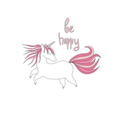 Fototapeta premium Cute handdrawn unicorn vector illustration. Hand drawn elements for your designs dress, poster, card, t-shirt