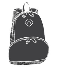 Sketch of a rucksack. Backpack isolated on white background. Vector illustration of a sketch style.