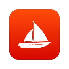 Sailing yacht icon digital red