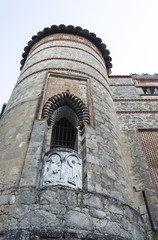 Tower detail of Rocchetta Mattei Castle, placed in Italy