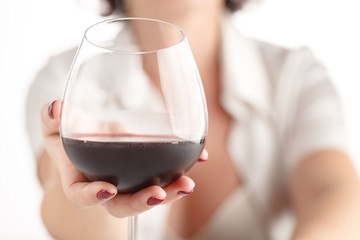 Woman testing benefit of natural red wine