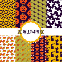 Halloween seamless vector patterns collection