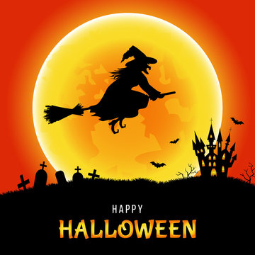  Happy Halloween  template   for  card,  flyer or party  invitation.