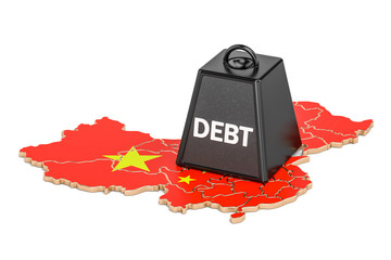 Chinese national debt or budget deficit, financial crisis concept, 3D rendering