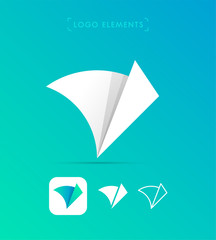 Vector abstract letter V origami style logo template. Material design. Paper wings