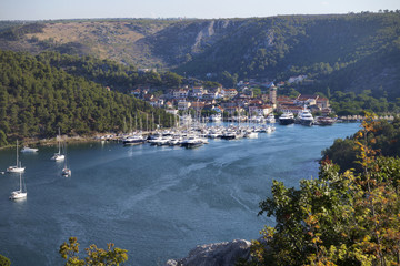 Skradin, town on confluence of river Krka at Adriatic sea, near Krka waterfalls
