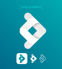 Vector abstract arrow origami style logo template. Material design