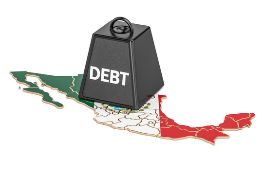 Mexican national debt or budget deficit, financial crisis concept, 3D rendering