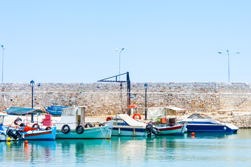 Boats in the old Venetian Harbor of Rethymno