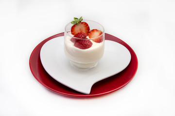 Yogurt with strawberries.