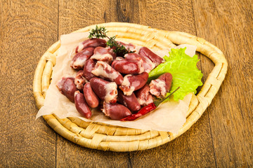 Raw chicken hearts