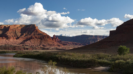 Colorado River rolls along Utah Route 128 American Southwest near Moab
