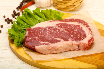 Rib eye raw steak