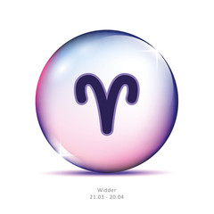 sternzeichen widder in glaskugel