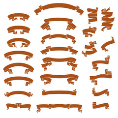 Curved ribbons vector collection isolated on white background.