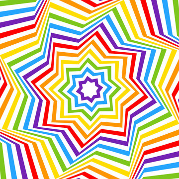 Rainbow colored star LGBT colors. Abstract geometric pattern. Vector illustration.