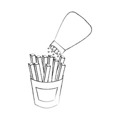 french fries and salt fast food delicious fresh vector illustration