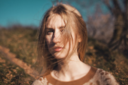 Autumn portrait of attractive woman