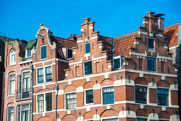Fototapeta na wymiar Traditional dutch old buildings in Amsterdam, the Netherlands