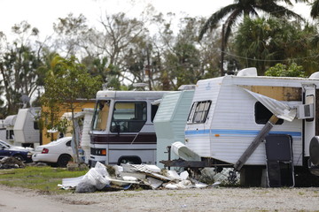 Trailer homes destroyed by Hurricane Irma
